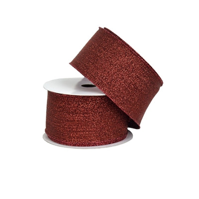 Sparkle Stiff Metallic Ribbon Deep Red 2.5" x 10yd - Burlap and Bling Decor