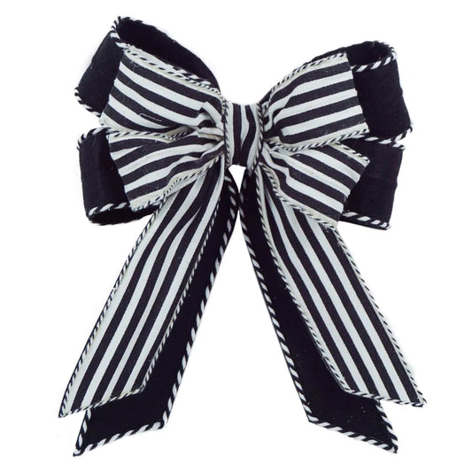 11" X 13" Black and White Striped Bow
