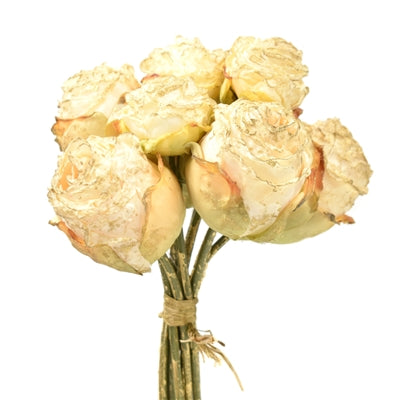 Faux Dried/ Gilded Rose Bundle 9’’- Cream - Burlap and Bling Decor