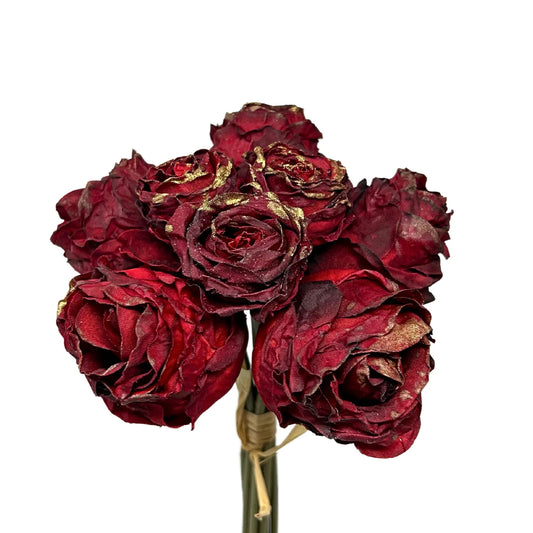 Faux Dried/ Gilded Rose Bundle Red - Burlap and Bling Decor