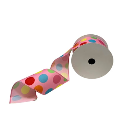 Pink Large Lucious Polka Dot Ribbon 2.5" x 10yd