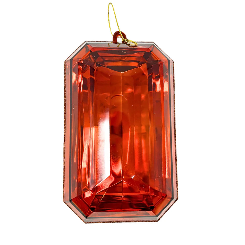 Acrylic Emerald Cut Precious Gem Ornament 9" - Copper - Burlap and Bling Decor