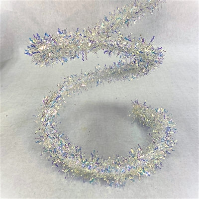 Iridescent Tinsel Garland 6' - White