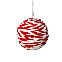 Peppermint Stripe Chenille Ball Ornament - Red/White 6"