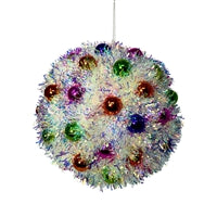 Iridescent Metallic Tinsel Mini Multi Color Ball Ornament 8.5"