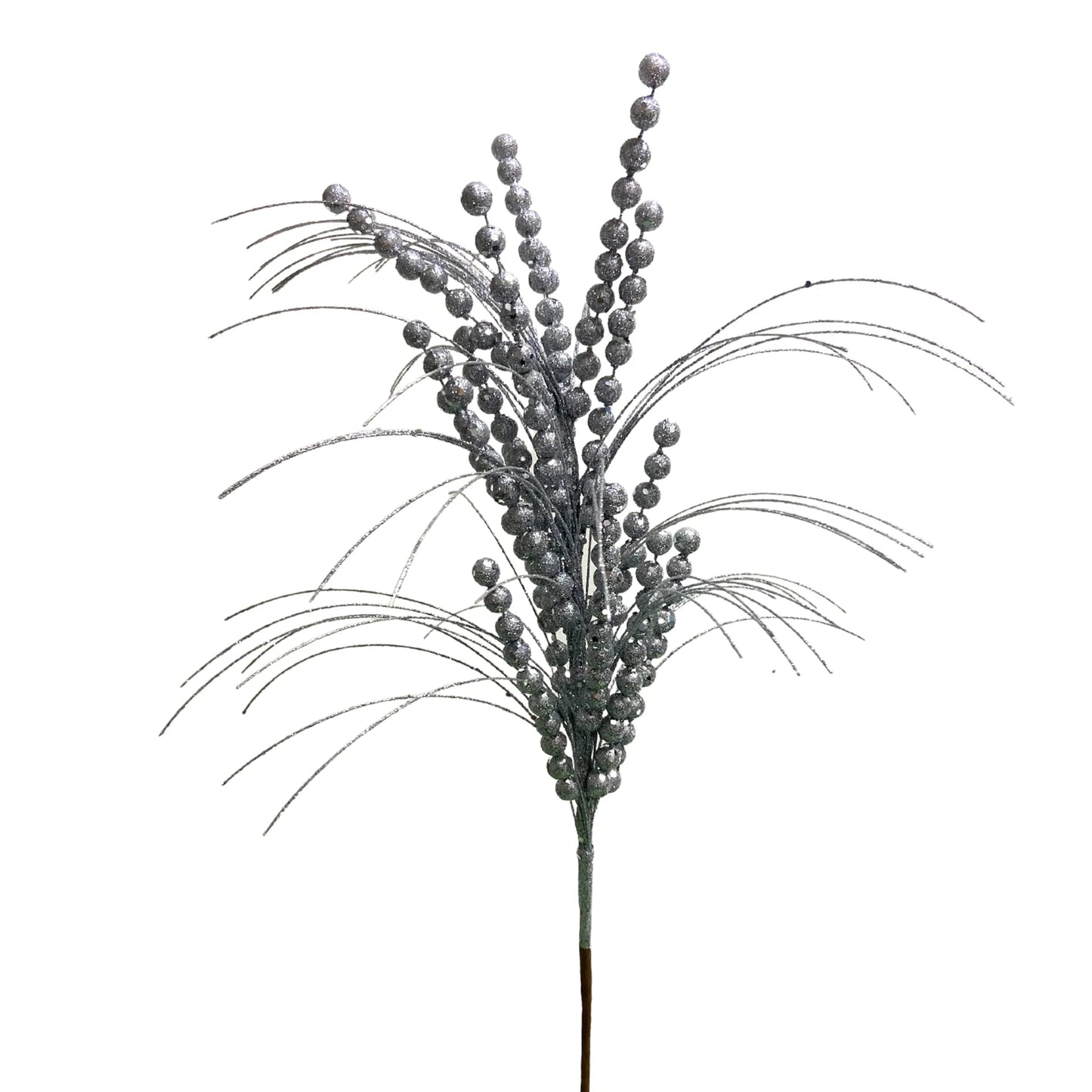 Glittery Grass Ball Spray 26" - Silver - Burlap and Bling Decor