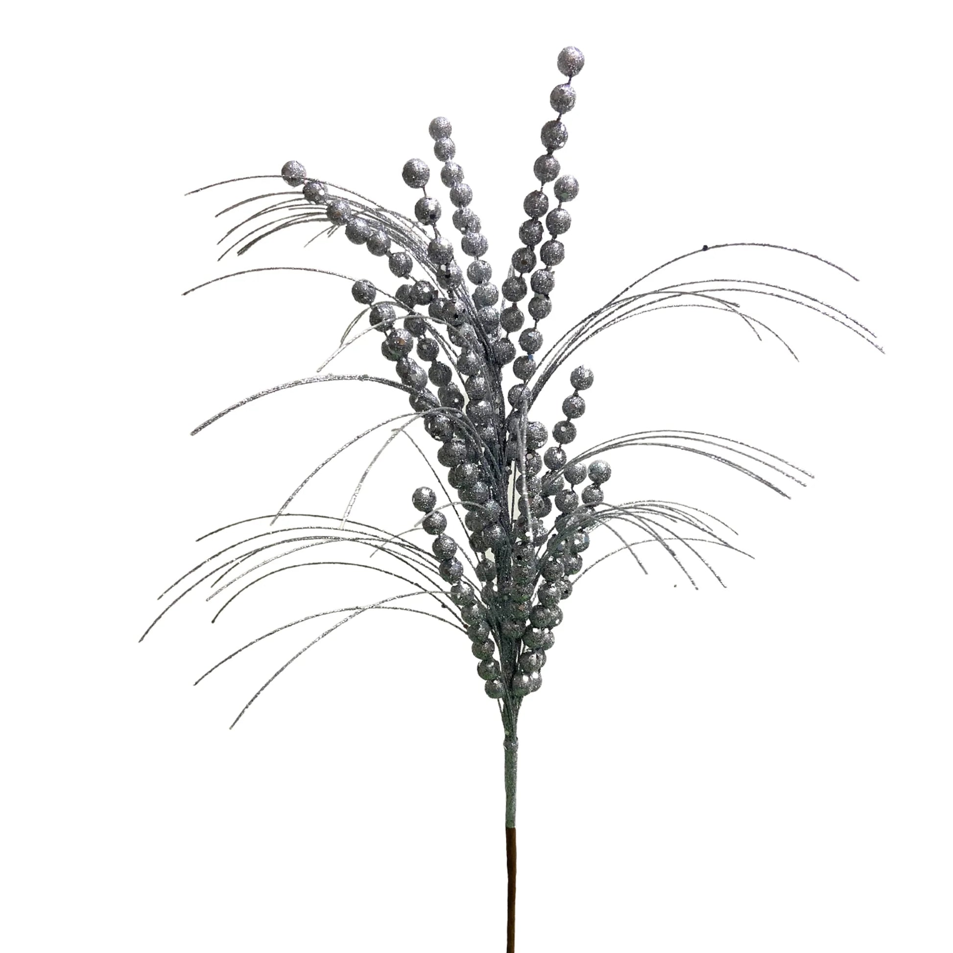 Glittery Grass Ball Spray 26" - Silver - Burlap and Bling Decor