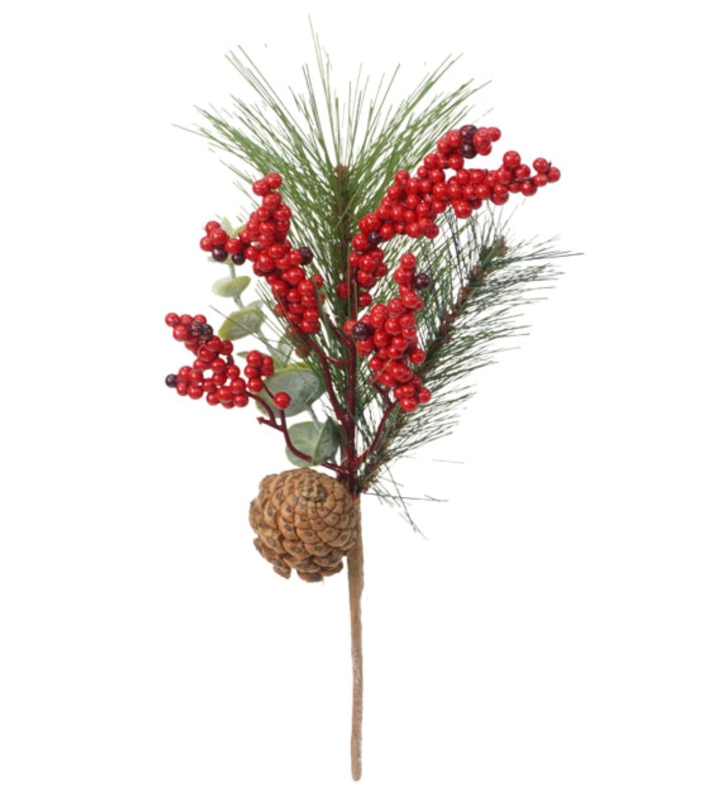 Mixed Longleaf Pine Pick W/Berries/Eucalyptus, 12"