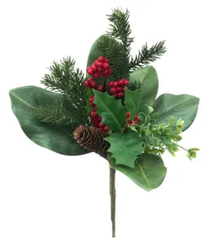 Mix Magnolia Leaf/Pine/Berry Spray, 16.5"H