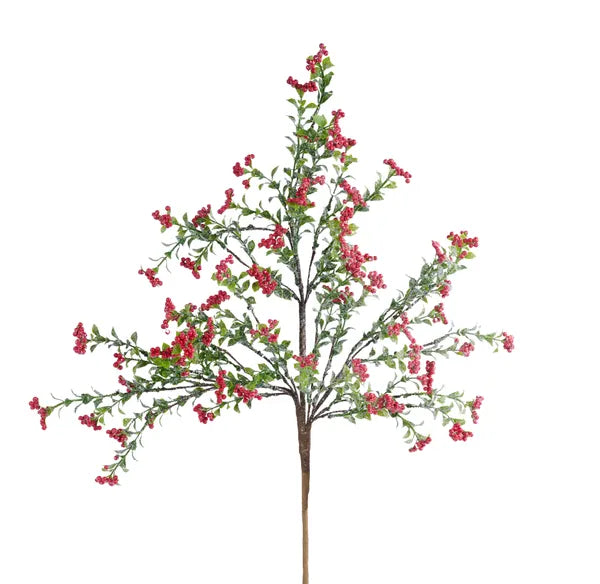 28"L GLITTER BERRY/MINI LEAF SPRAY RED/GREEN/WHITE - Burlap and Bling Decor