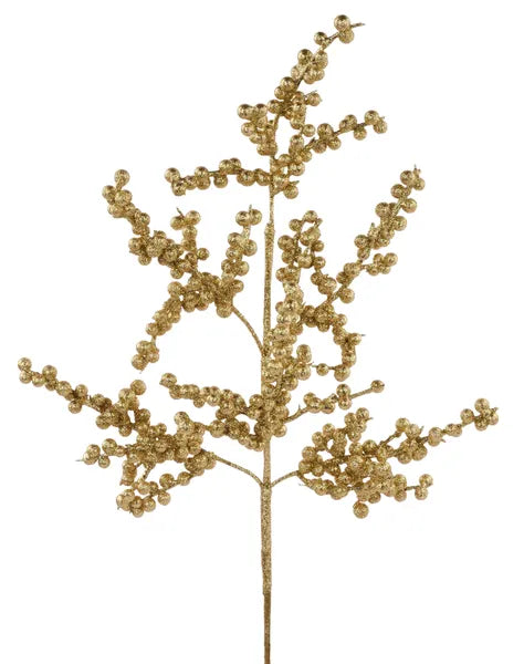 27"L GLITTER BERRY SPRAY GOLD