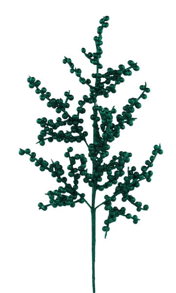 27"L GLITTER BERRY SPRAY HUNTER GREEN