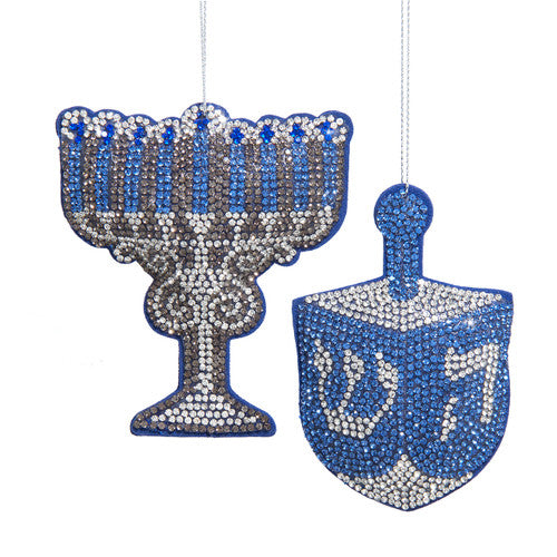 3.5"GLS BEDAZLD MENORAH/DREIDEL choose one