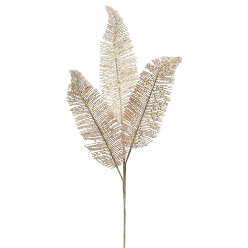 24" Glittered Pearl Fern Spray - Burlap and Bling Decor