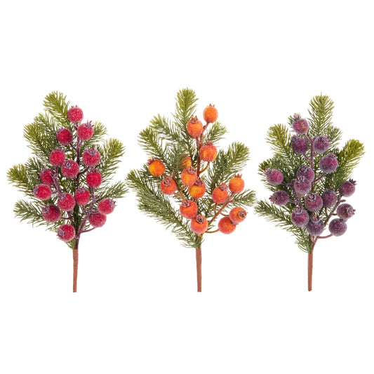 15.5" ICED BERRY AND GREENERY SPRAY CHOOSE ONE RED,ORANGE OR PURPLE