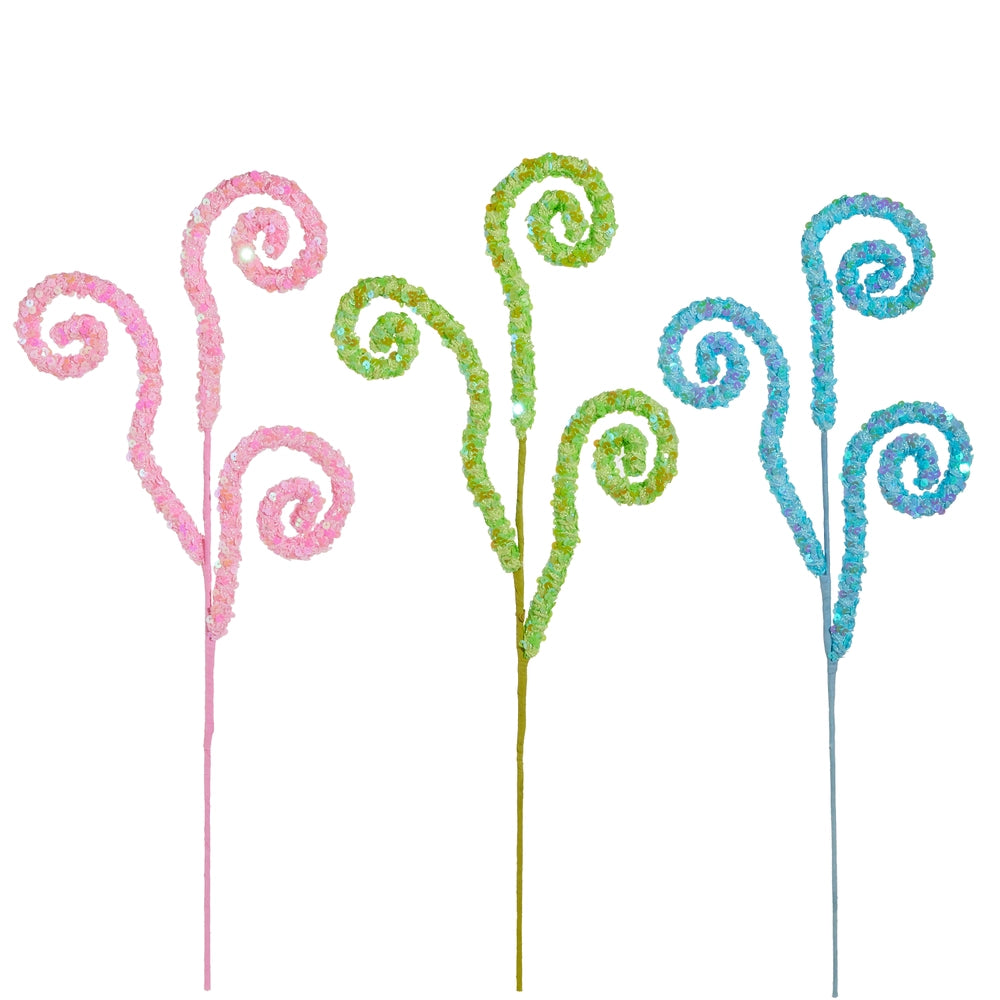 27" SEQUIN SWIRL SPRAY CHOOSE PINK, BLUE OR GREEN - Burlap and Bling Decor