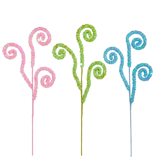 27" SEQUIN SWIRL SPRAY CHOOSE PINK, BLUE OR GREEN - Burlap and Bling Decor