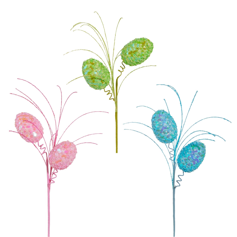 19" SEQUIN EGGS PICK CHOOSE PINK, BLUE OR GREEN - Burlap and Bling Decor