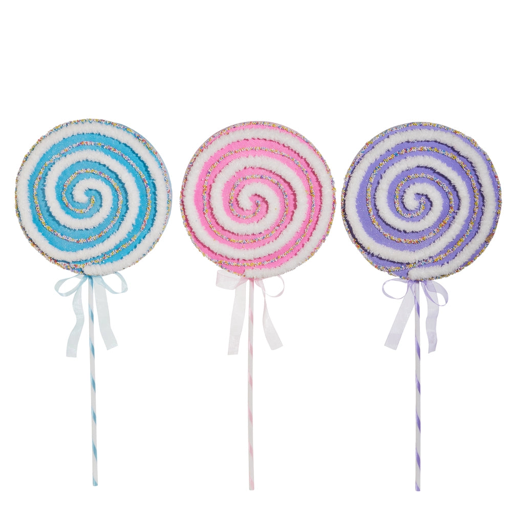 27" SPRINKLE LOLLIPOP STEM CHOOSE BLUE, LAVENDER OR PINK - Burlap and Bling Decor