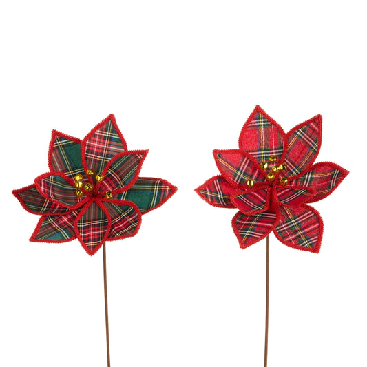 21" PLAID POINSETTIA Choose Red or Green