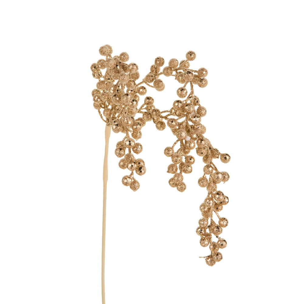 31" PLATINUM GLITTER HANGING BERRY SPRAY