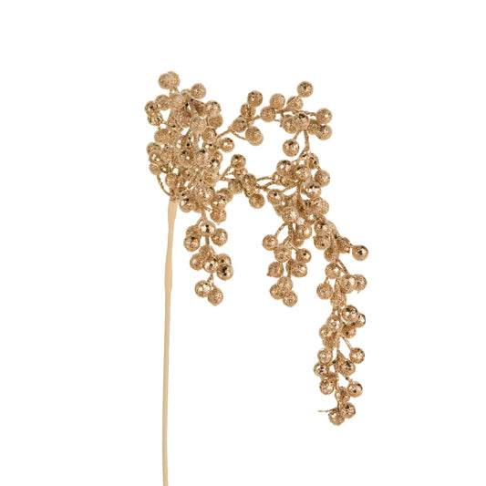 31" PLATINUM GLITTER HANGING BERRY SPRAY