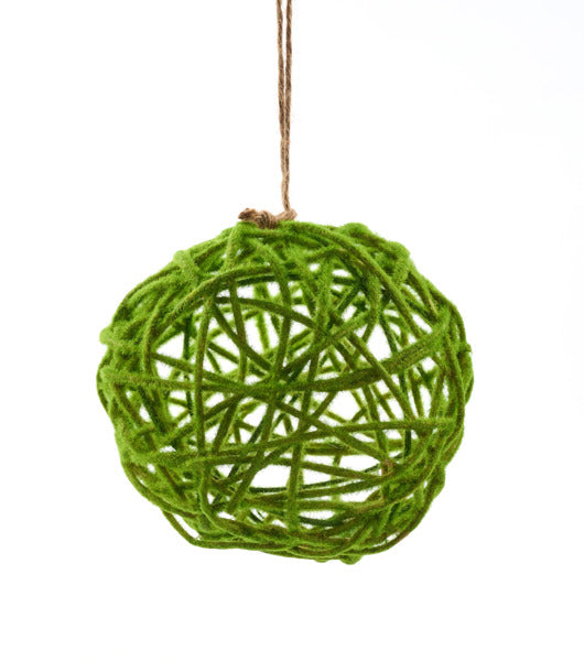 6"DIA MOSS/RATTAN BALL GREEN/CREAM