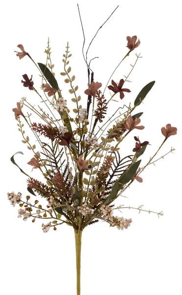 24"L FABRIC FLOWER FILLER LEAF,BEADS SPRAY BEIGE,BROWN,CREAM
