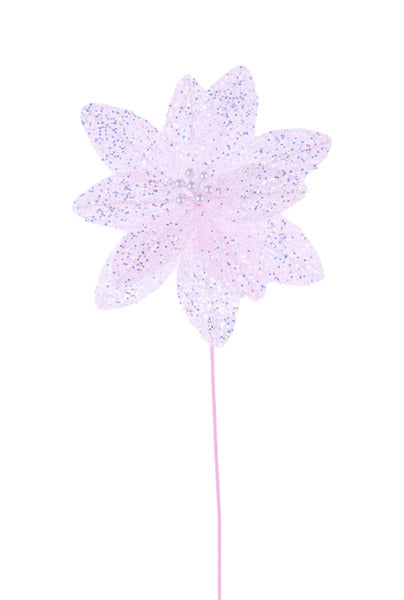 22"L GLITTER/PEARL FILIGREE FLOWER SOFT PINK