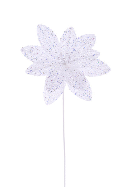 22"L GLITTER/PEARL FILIGREE FLOWER WHITE