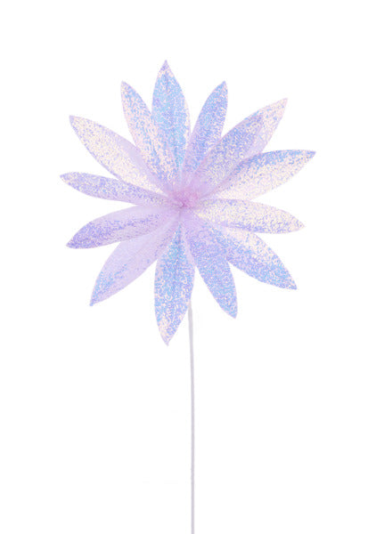 13"DIA SEQUIN FABRIC FLOWER STEM, 24"OAL LAVENDER