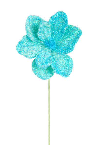 8"DIA V-CUT FOIL MAGNOLIA STEM, 22"OAL IRIDESCENT LIGHT BLUE