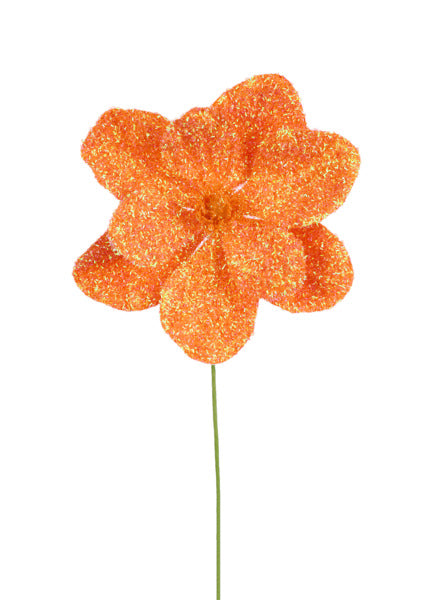 8"DIA V-CUT FOIL MAGNOLIA STEM, 22"OAL IRIDESCENT ORANGE