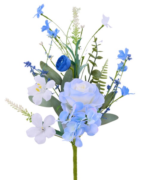 19"L ROSE/HYDRANGEA FLOWER SPRAY MULTI BLUE - Burlap and Bling Decor