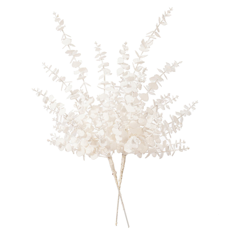 28" White Eucalyptus Snowy Spray