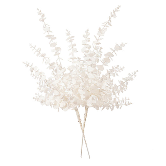 28" White Eucalyptus Snowy Spray