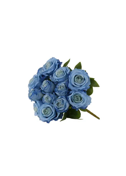 20"L FABRIC ROSE/ROSE BUD BUSH BLUE - Burlap and Bling Decor