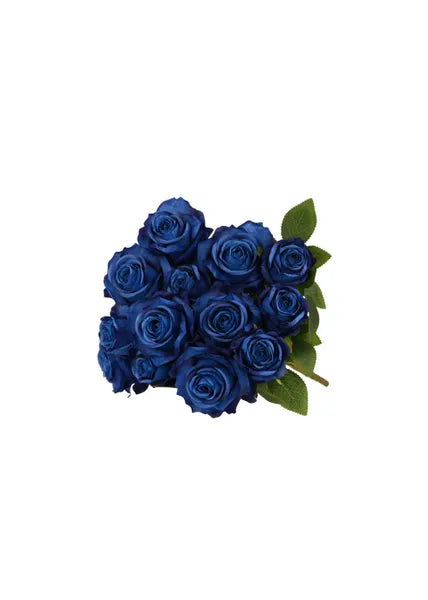 FABRIC ROSE/ROSE BUD BUSH DARK BLUE - Burlap and Bling Decor