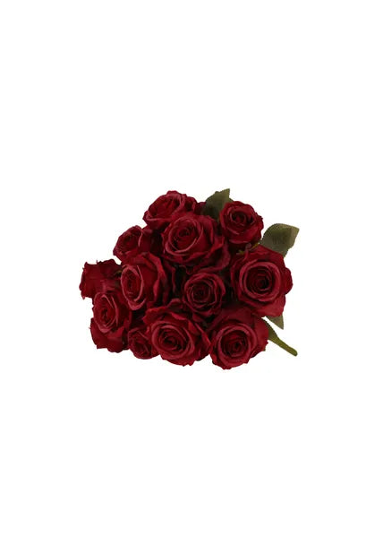 FABRIC ROSE/ROSE BUD BUSH ANTIQUE BURGUNDY - Burlap and Bling Decor