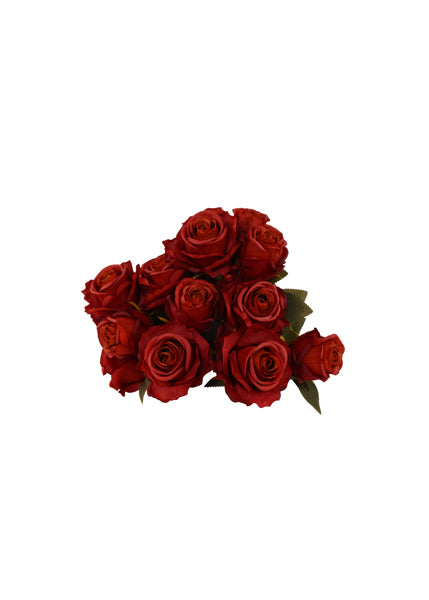 20"L FABRIC ROSE/ROSE BUD BUSH RED