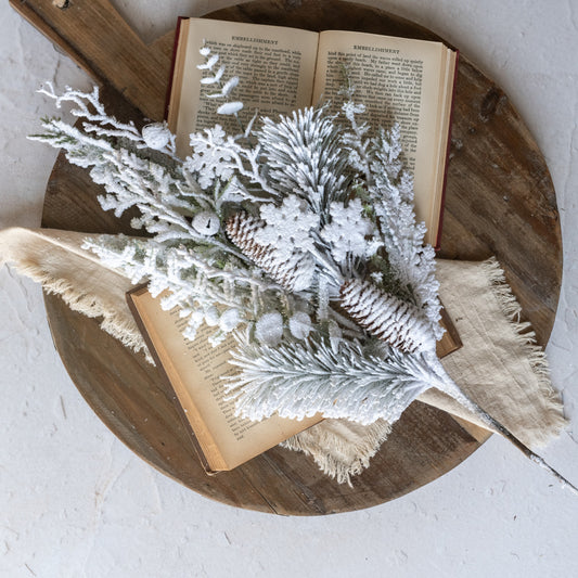 29" SNOWY PINE W/ PINECONE - Burlap and Bling Decor