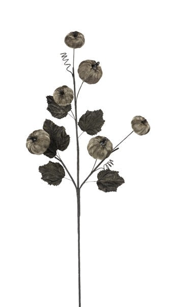 29"L FABRIC/STYRO PUMPKIN SPRAY METALLIC SILVER/BLACK - Burlap and Bling Decor
