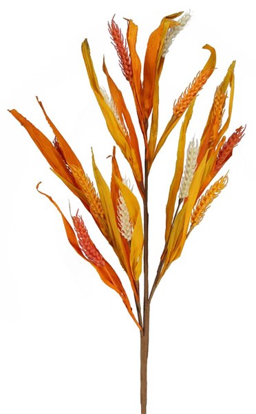 31"L WHEAT/CORNHUSK SPRAY ORANGE/MUSTARD/CREAM - Burlap and Bling Decor