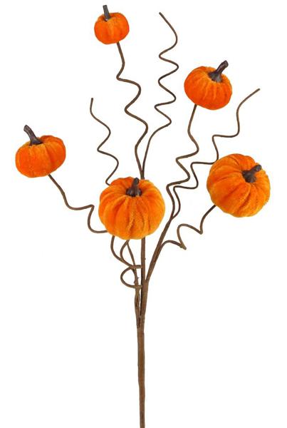 23"L VELVET PUMPKIN SPRAY ORANGE - Burlap and Bling Decor