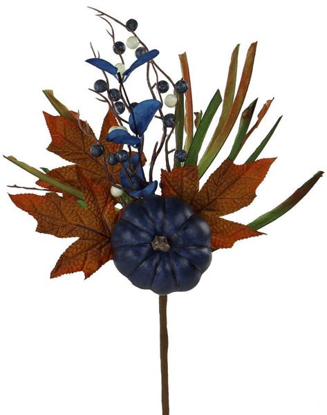 15"L PUMPKIN/BERRY/LEAF/GRASS PICK NAVY/LT CREAM/DK MOSS - Burlap and Bling Decor