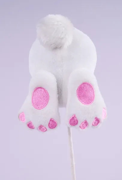 5.5"L RABBIT BOTTOM PICK, 11.5"OAL WHITE/PINK - Burlap and Bling Decor
