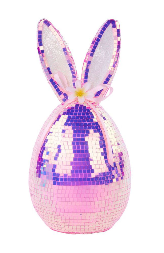 7.25"HX5.5"DIA IRID MIRROR EGG/EARS/BOW PINK - Burlap and Bling Decor
