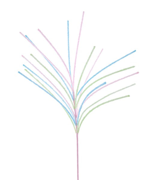 26.5"L GLITTER SPIKE SPRAY PINK/LT BLUE/MINT