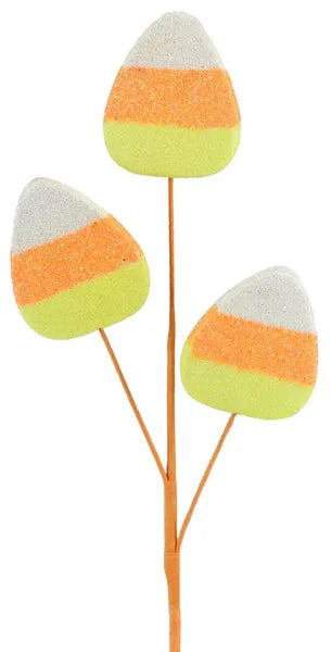 16"L GLITTER/EVA CANDY CORN PICK - Burlap and Bling Decor