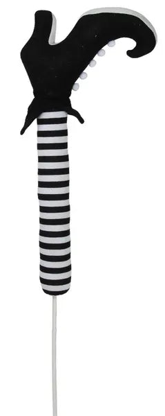 16"L FABRIC WITCH LEG W/PICK,27"BLACK/WHITE - Burlap and Bling Decor